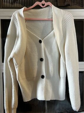 White Cream Button Up Sweater